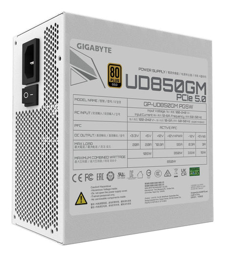EAN 4719331553517 - GIGABYTE UD850GM PG5W unidad de fuente de alimentación 850 W 20+4 pin ATX Blanco imagen 3