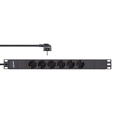 Regleta Inline 19", Contacto Protector De 6 Vías 2m, Negro