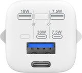 De Fábrica Certificada Mfi 30 W 5v 3a O 9v 3a O 12v 2.5a O 15v 2a O 20v 1.5a Puerto Usb C Puerto Usb A Enchufe Schuko Eu Cee 7/7 Transistores De Nitruro De Galio (Gan) Lo Hacen Muy Compacto Carga Rápida Con Iphone Pro Y Pro Max Carga Rápi