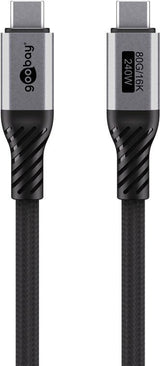Cable De  1,50m Usb 4 G3x2 80gbps Pd240w Usb-C Macho A Usb-C Macho Negro Video 16k@60hz Datos Y Carga