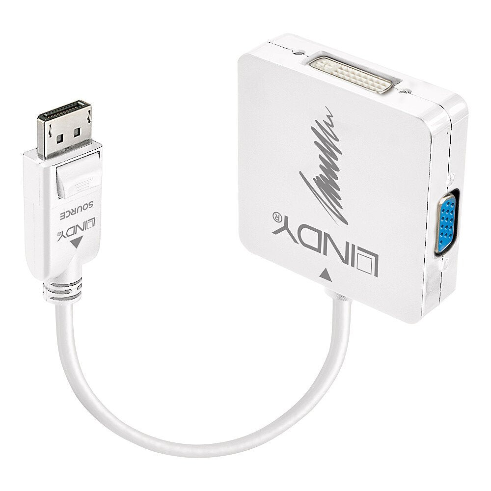 EAN 4002888410281 - Lindy 41028 adaptador de cable de vídeo DisplayPort DVI-D + VGA (D-Sub) + HDMI Negro imagen 1