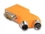 Delock 60667 D-Sub 9 Macho Y Hembra A M12 Macho Y Hembra Divisor De Bus Can De 5 Pines Con Codificación A 35° Naranja