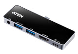 Aten Uh3238 Travel Dock 5 Usb-C Con Paso De Alimentación