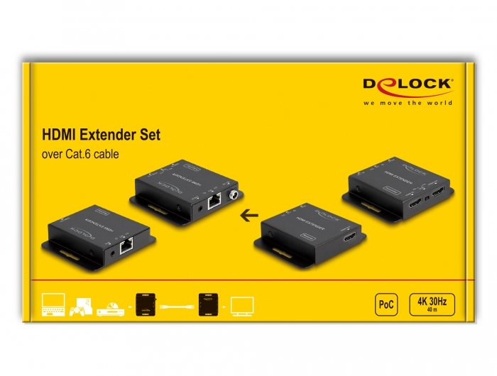 Delock Conjunto Extensor Hdmi Mediante Cable Cat.6 4k 30 Hze
