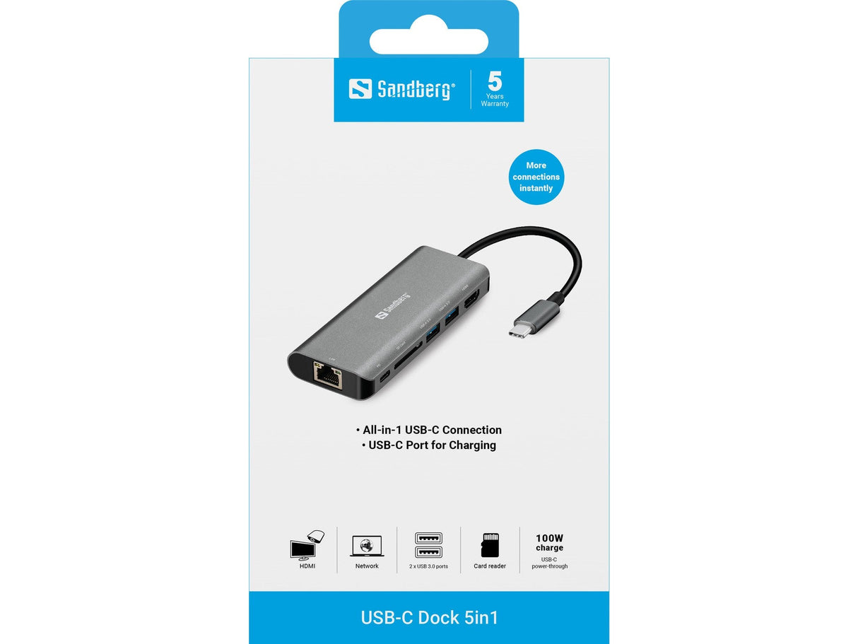 Sandberg Usb-C Dock Hdmi+Lan+Sd+Usb, 61w