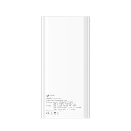 EAN 8436588883353 - Leotec LEPOW30W22W batería externa Polímero de litio 30000 mAh Blanco imagen 16