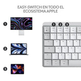 Teclado Ingles Logitech Mx Mini Mechanical For Mac Bluetooth Qwerty Internacional De Ee.Uu. Gris, Blanco