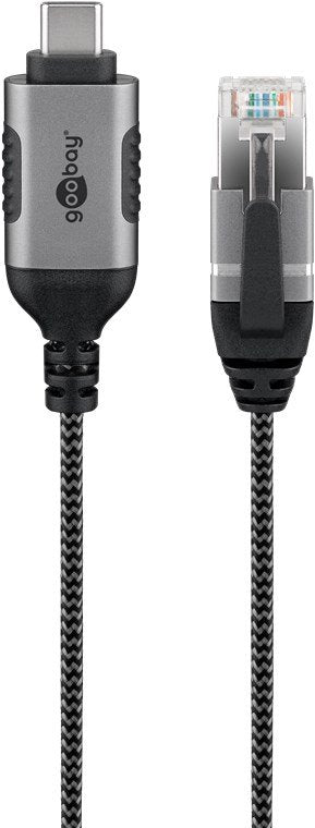 Cable Adaptador Ethernet Goobay Usb-C 3.2 Gen2 > Rj-45, Delgado Negro Gris, 3 Metros 74404