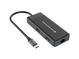 Adaptador Usb-C 7in1 Conceptronic Hdmix2  Usb-C Pd 100w Usb-A  Rj45 Gigabit Donn14g