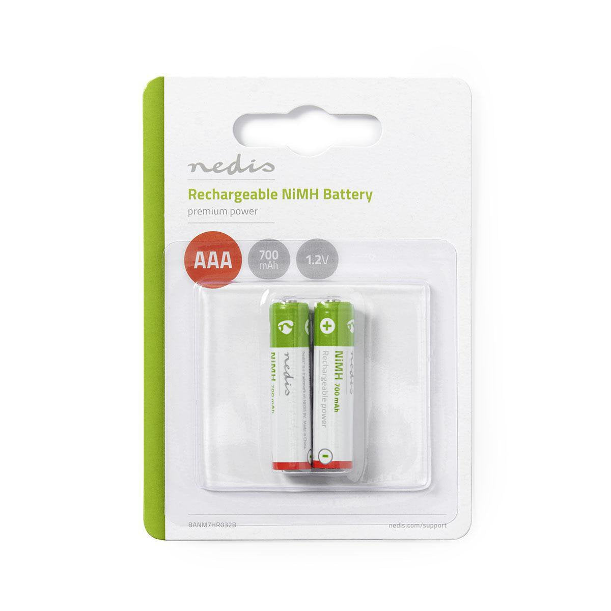 Nedis Recargable Ni-Mh Aaa  1.20 V  Aaa  700 Mah  Precargado Pack 2  Blíster