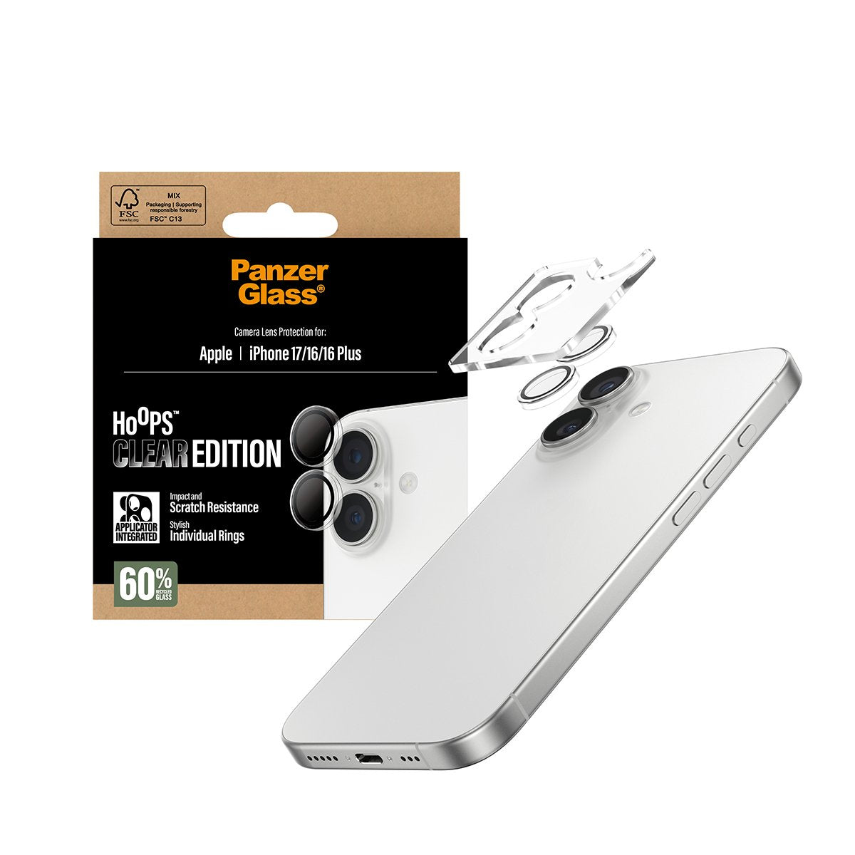 EAN 5715685025730 - PanzerGlass ® Hoops® Camera Lens Protector Transparent iPhone 17 | iPhone 16 | 16 Plus Protector de panta imagen 5