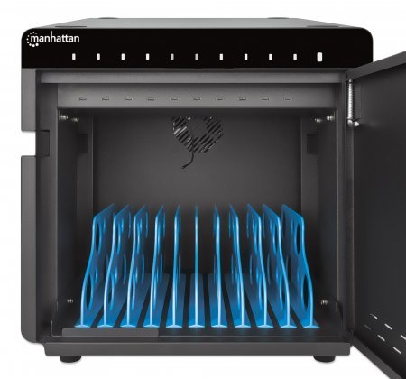 Manhattan Gabinete De Carga Para Teléfonos Y Tabletas Con 10 Puertos Usb-C Pd De 180 W En Total Con Hasta 18 W Por Puerto