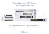 Cisco Cbs110 No Administrado L2 Gigabit Ethernet (10/100/1000) Energía Sobre Ethernet (Poe) 1u Gris