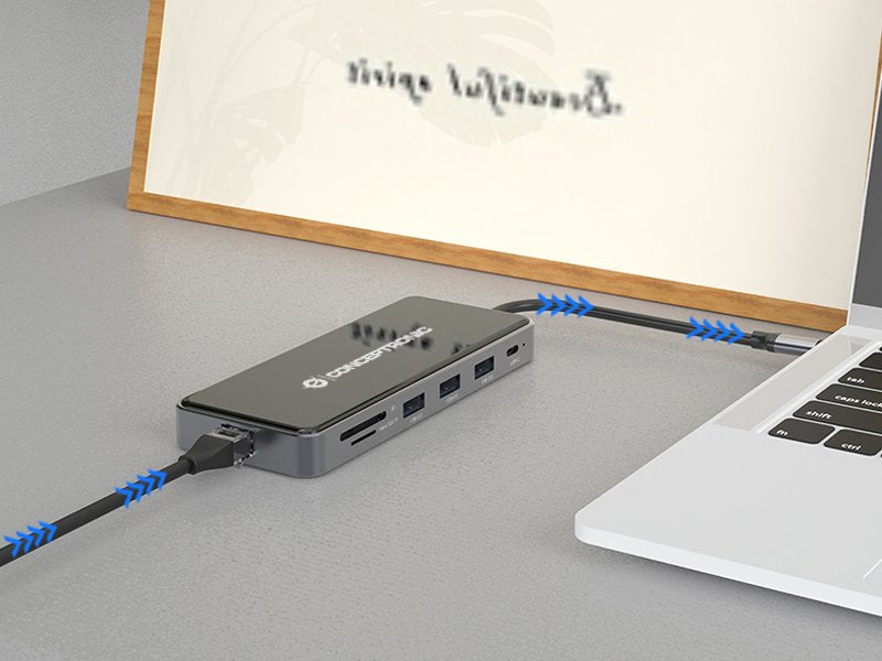 Conceptronic Adaptador Usb-C->2xhdmi,Gbe,Pd,2xusb3.0,Sd0.25 Gr