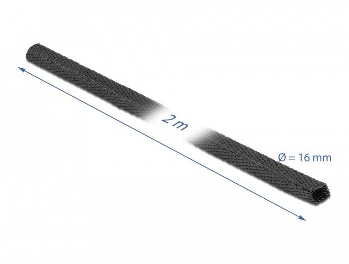 Tubo Termorretráctil De Tela Delock 2 Mx 16 Mm Tasa De Contracción 2: 1 Negro