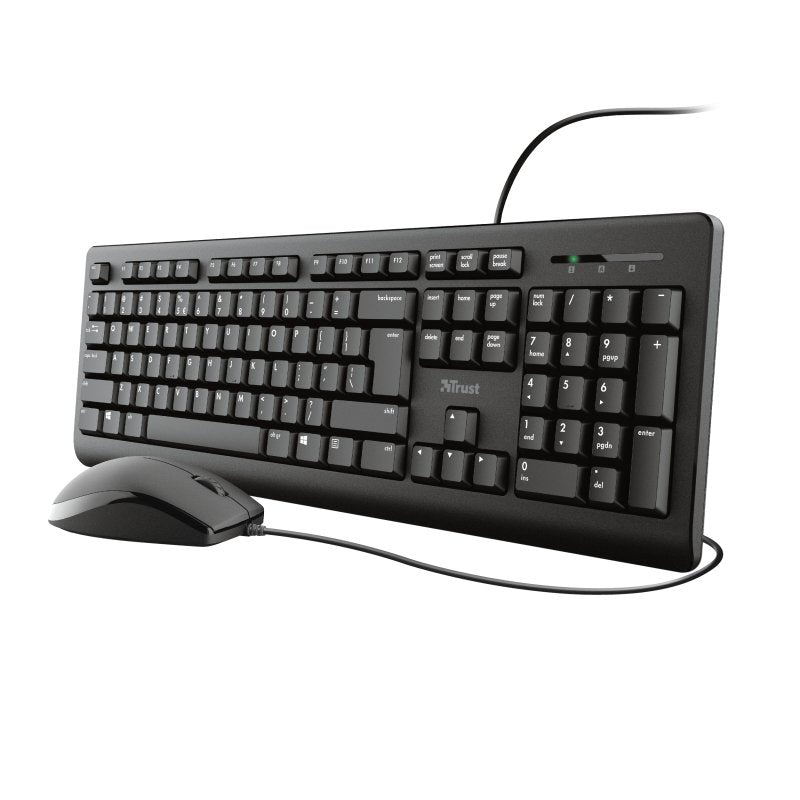 Trust Primo Teclado & Ratón Set, Con Cable, Deutsches Qwertz-Layout, Flüssigkeitsgeschützt