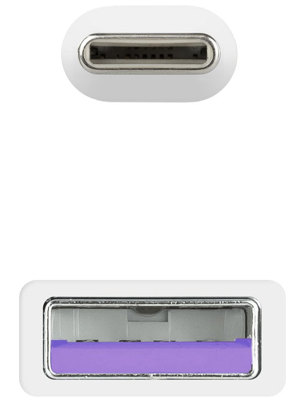 Cable Usb 2.0 3a, Tipo Usb-C/M-A/M, Blanco, 1.0 M