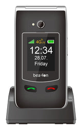 Beafon Sl645plus Lte- 4g, Plateado Line, Móvil Plegable Con Teclas Grandes, Negro-Plateado