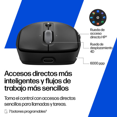 EAN 0198701895138 - HP 705 Rechargeable Wireless Mouse ratón Oficina Ambidextro Bluetooth + USB Type-A 6000 DPI imagen 7