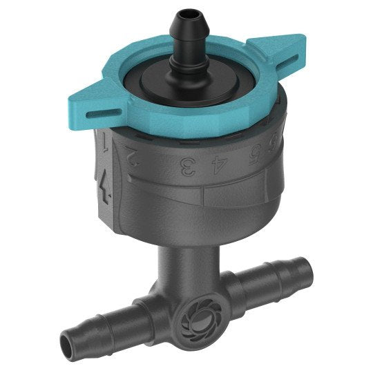 Gardena Micro-Drip-System Goteros En Línea Ajustables 1-8 L/H, Con Compensación De Presión (Negro/Turquesa, 5 Piezas 13314-20