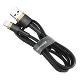 Cable De Carga / Datos Usb Baseus Cafule Para Lightning 2.4a 1m, Dorado-Negro