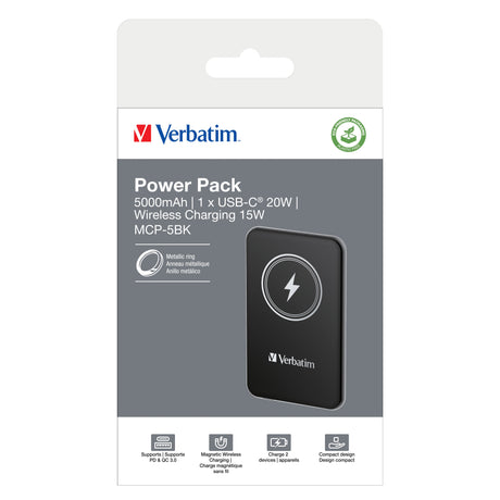 EAN 0023942322405 - Verbatim Charge 'n' Go Polímero de litio 5000 mAh Cargador inalámbrico Negro imagen 4