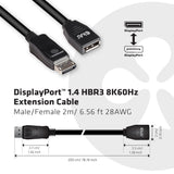 Club 3d Cable Alargo Displayport 1.4 Hbr3 8k60hz 2m