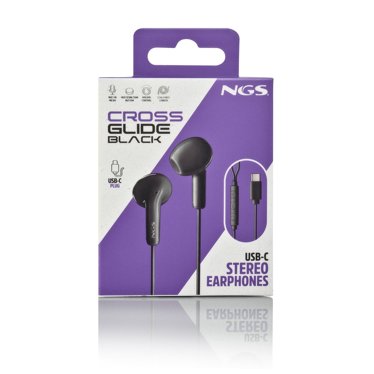 Auriculares Intrauditivos Ngs Cross Glide Con Micrófono Usb Tipo-C Negros