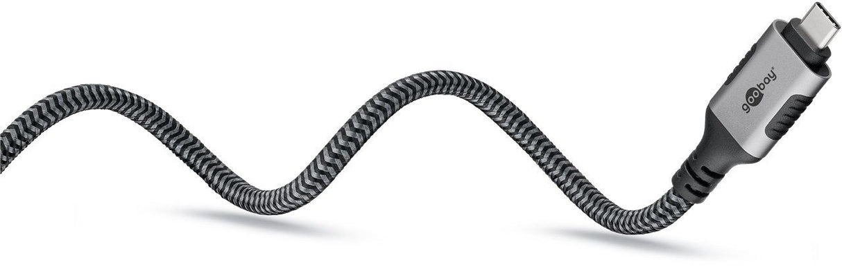 Cable Ethernet Goobay Usb-C 3.2 Gen2 Macho > Rj-45 Macho, Adaptador Lan Negro Plata, 7,5 Metros, Cubierta Textil Trenzada 70753