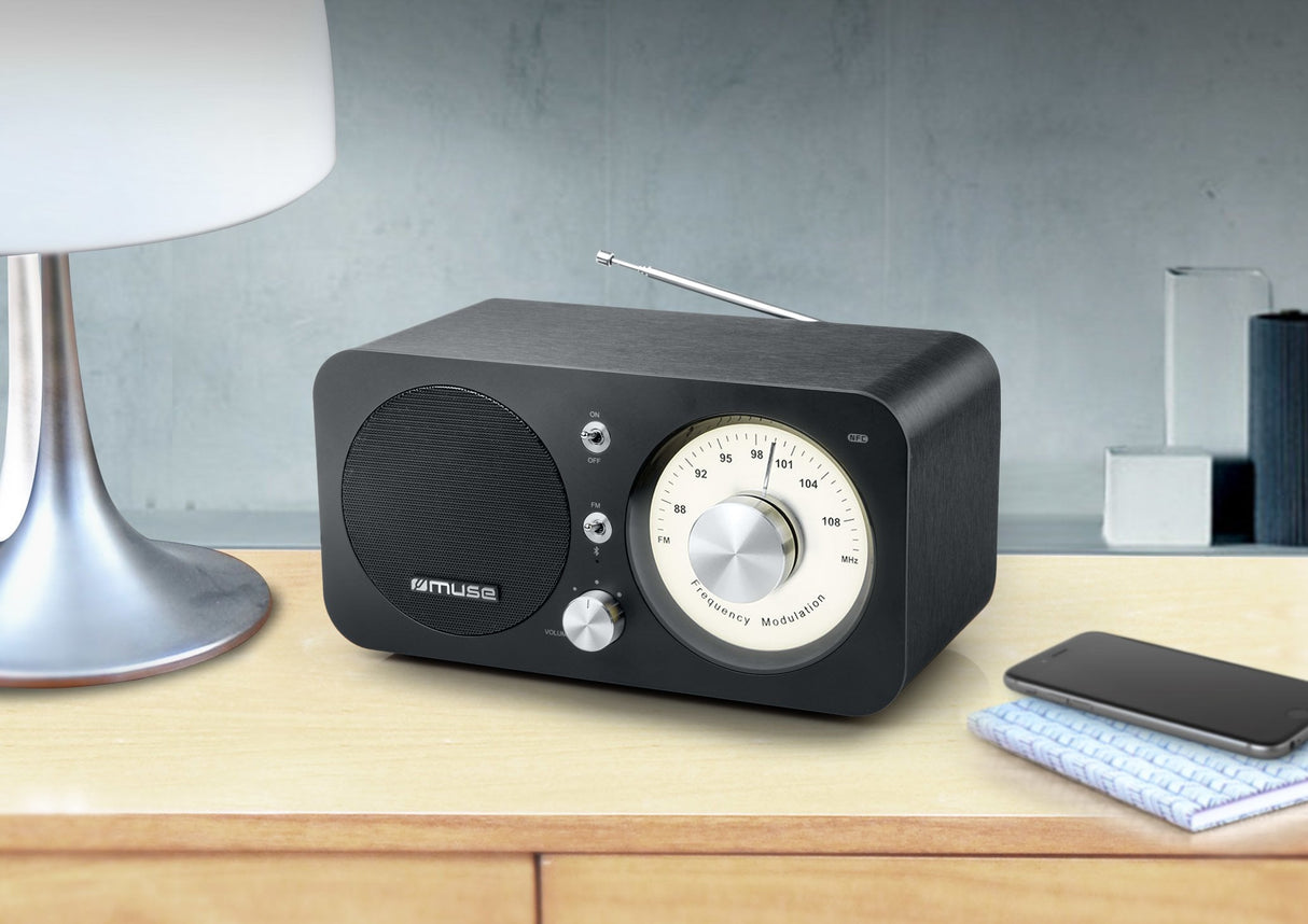 Muse M-095bt Negro Radio Analógica Fm Con Altavoz Integrado 5w Y Bluetooth