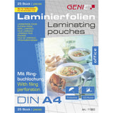 Fundas Laminadas Genie 25 A4 - Láminas Con Anilla Perforada