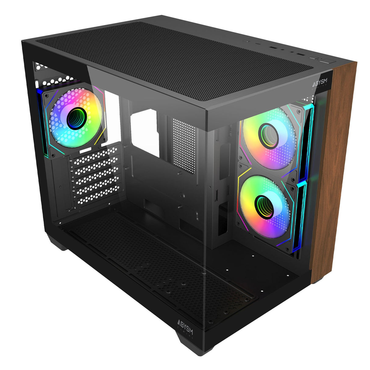 Caja  Pc Abysm Danube Sava Nature 285c Black Argb Micro Atx, Itx - Lateral Y Frontal Cristal Templado - 3.5" Y 2.5" -