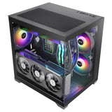 Caja Pc  Microatx Mars Gaming Mc-View3 Gpu Max 330mm Cristal Templado Panoramico Argb Usb-C Negra