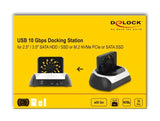 Delock 64280 Estación De Acoplamiento Usb 10 Gbps Para Hdd / Ssd Sata De 2.5? / 3.5? O M.2 Nvme Pcie O Ssd Sata Con Ventilador