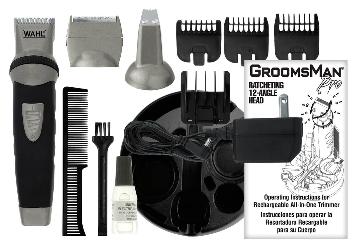 Cortabarbas Wahl Groomsman Con Cable Con Batería 9 Accesorios