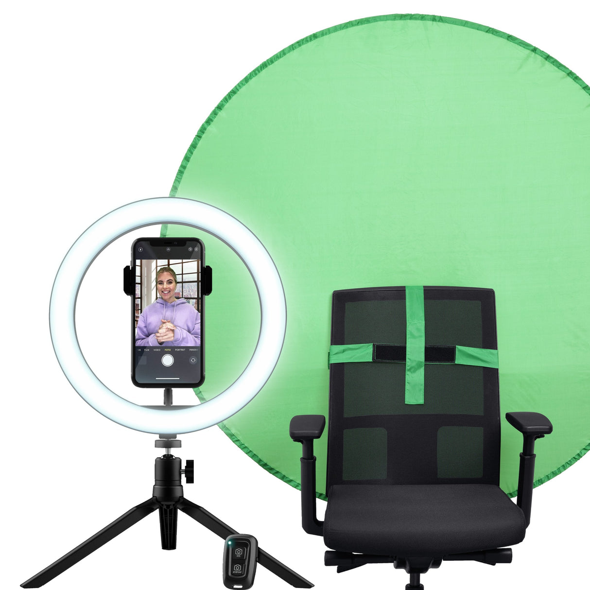 Aro De Luz Profesional + Pantalla Trust Maku+ Incluye Pantalla Verde