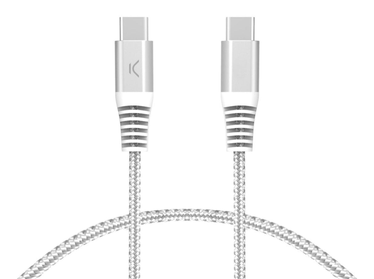 Ksix Bxcucc2t2 Blanco Cable De Carga Y Datos 2 Metros Usb-C A Usb-C Carga Ultrarrápida 60w
