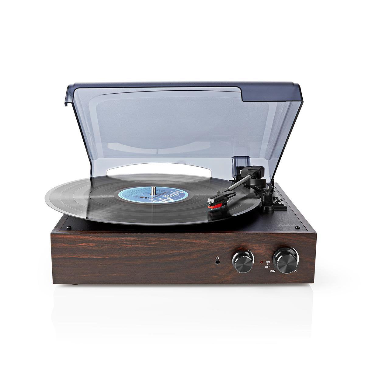 Nedis Tocadiscos 33  45  78 Rpm  18 W Conversión A Mp3  Abs  Mdf  Marrón