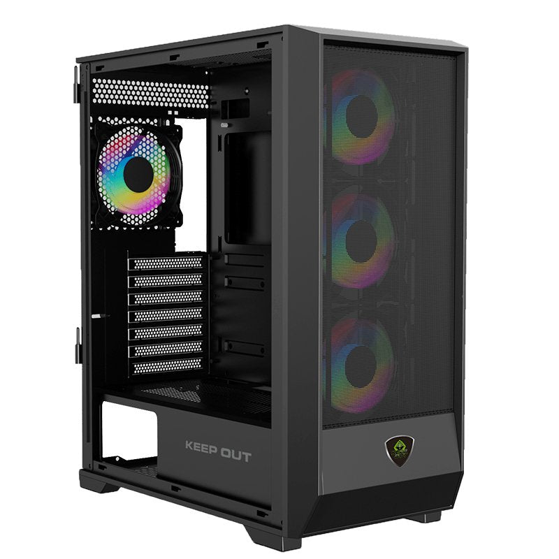 Caja Semitorre Atx Xc-501 Mesh Argb Keepout Bahías Int.: 2x3'5, 2x2'5/ 1xusb2.0, 1xusb3.0, 1xusb-C/ Audio In/Out