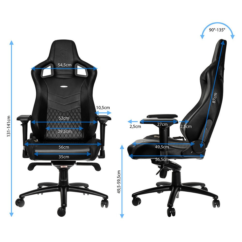 Noblechairs Epic Echtleder Gaming Silla - Negro