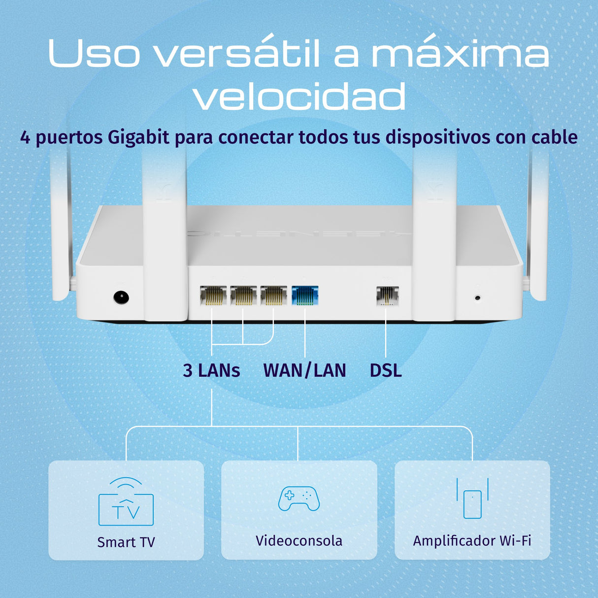 EAN 4897082921356 - Keenetic Hopper DSL (KN-3610) router inalámbrico Gigabit Ethernet Doble banda (2,4 GHz / 5 GHz) Gris, Bla imagen 4