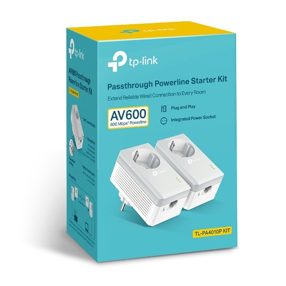Adaptador Powerline Tplink Tl Pa4010p Kit 600mbps Alcance 300m Pack De 2