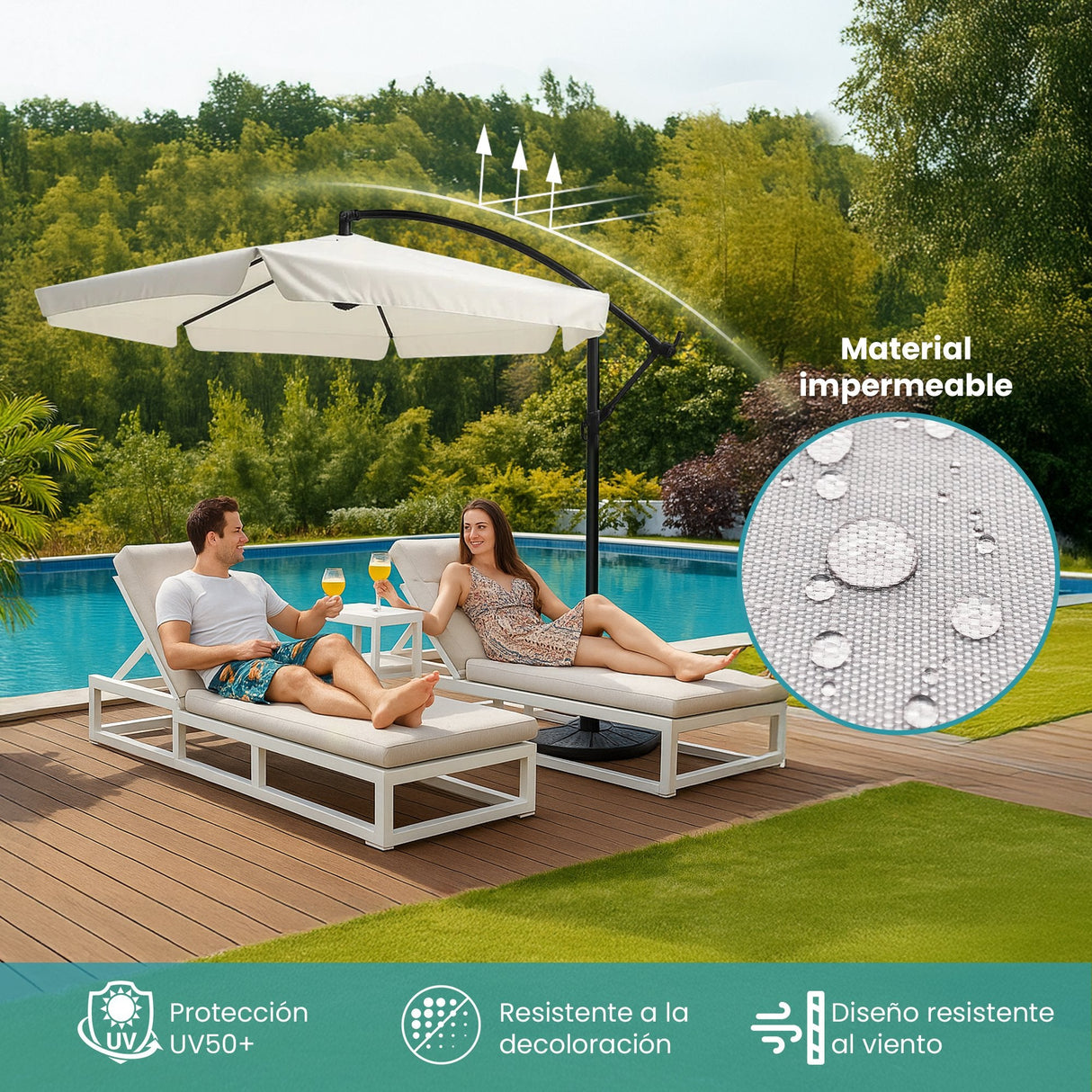Black Forest Parasol Ogrodowy Z Boczkami Na Wysiegniku 3m Duzy Bezowy L-0713n