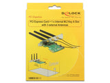 Delock 89568 Tarjeta Pci Express X1 > 1 X Ranura De Clave A M.2 Interna Con 3 Antenas Externas - Factor De Forma De Bajo Perfil