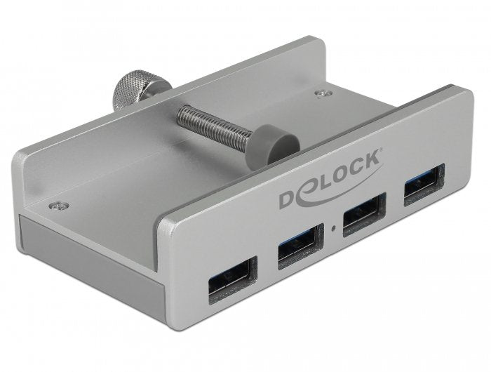 Delock Hub Externo Usb 3.0 De 4 Puertos Con Tornillo De Bloqueo