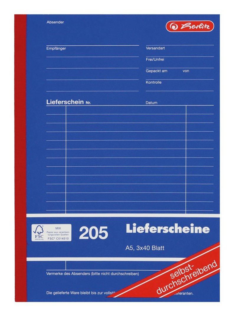 Herlitz Lieferscheinhch A5 205 3x40 Bl. Selbmdurchschreibe
