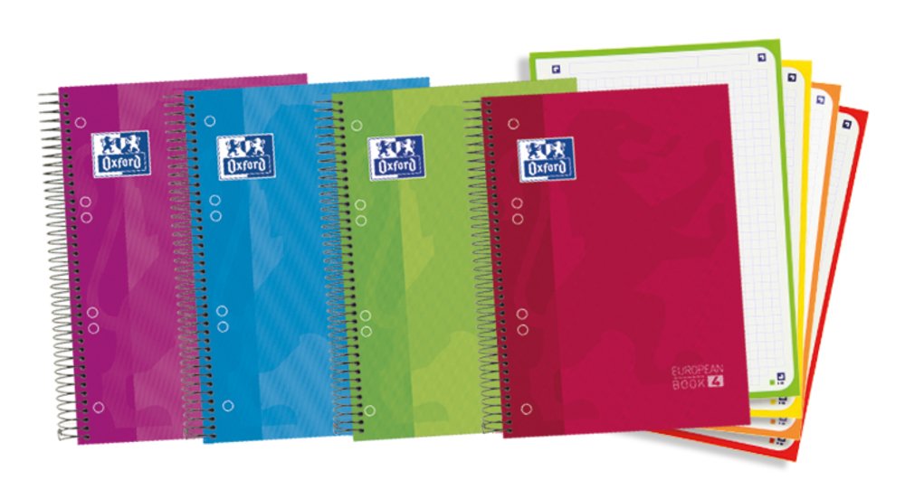 Oxford Cuaderno Europeanbook 4 Microperforado 120 Hojas (50% Gratis) 5x5 Tapas Extraduras Classic A5+ Colores -5u-