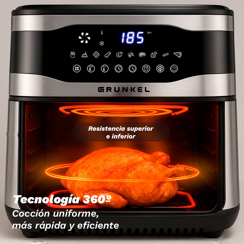Freidora Por Aire Airfryer Sin Aceite Grunkel Maxisteelfryer 2200w Capacidad 9l