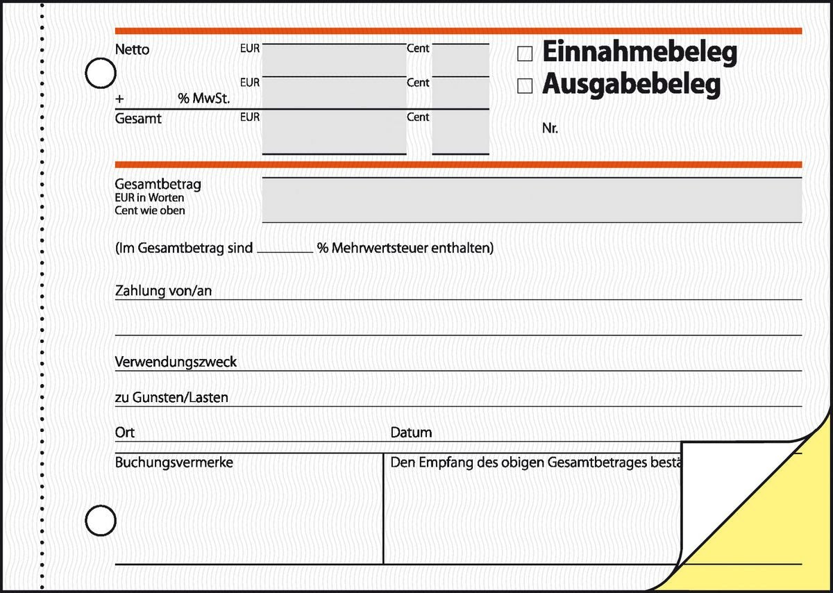 Sigel Einnahmen-/Ausgabenbeleg - 40 Hoja - A6 (105 X 148 Mm)