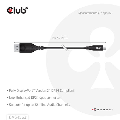 EAN 8719214473655 - CLUB3D CAC-1563 adaptador de cable de vídeo 2 m USB Tipo C DisplayPort Negro imagen 4